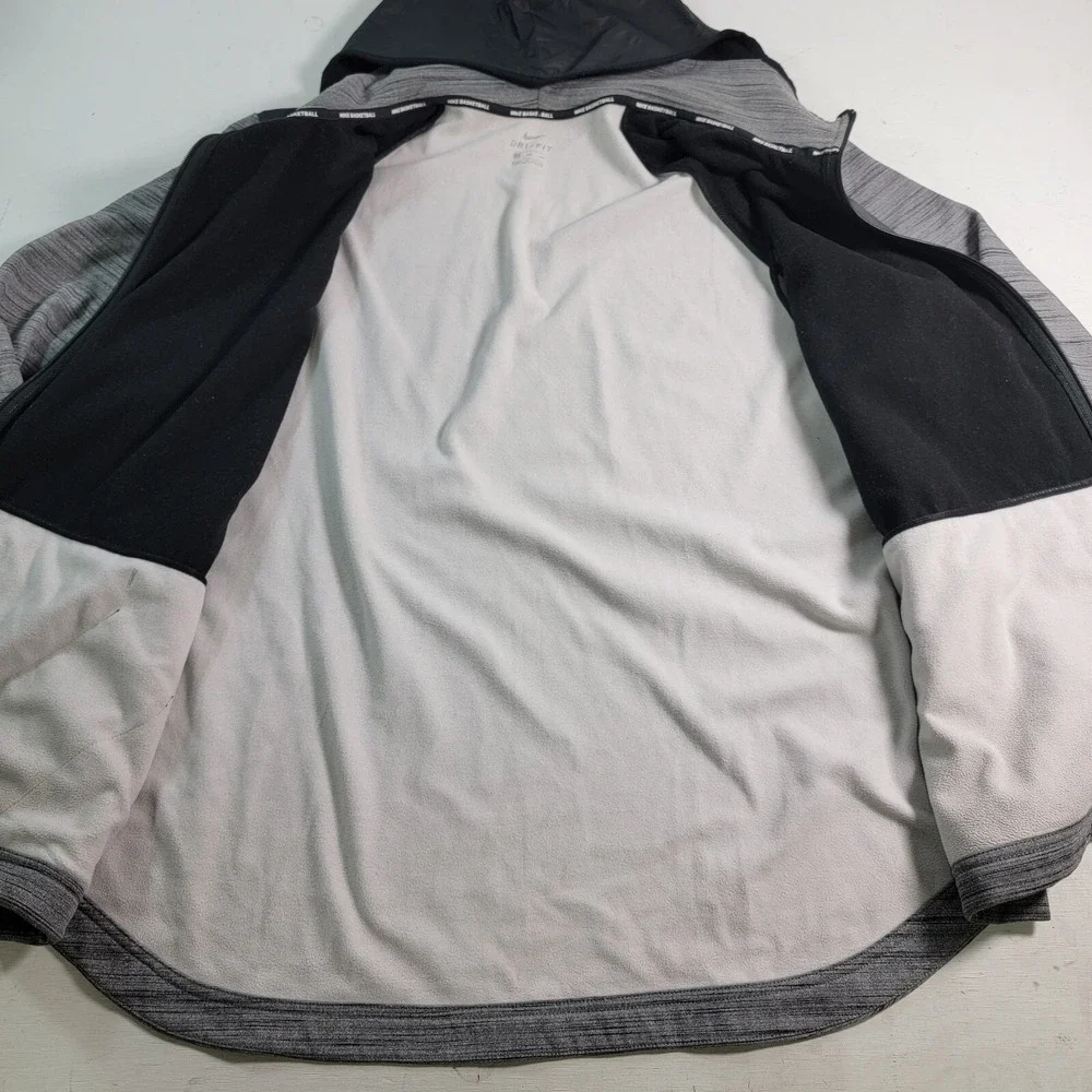 Nike Dri Fit Basketball Full Zip Hoodie Jacket Black Gray AQ4165-010 Men's 3XL‎